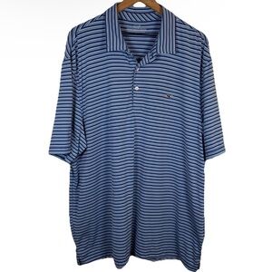 Vineyard Vines OTG Golf Performance Polo Blue Stripe Size XL Preppy Stretch